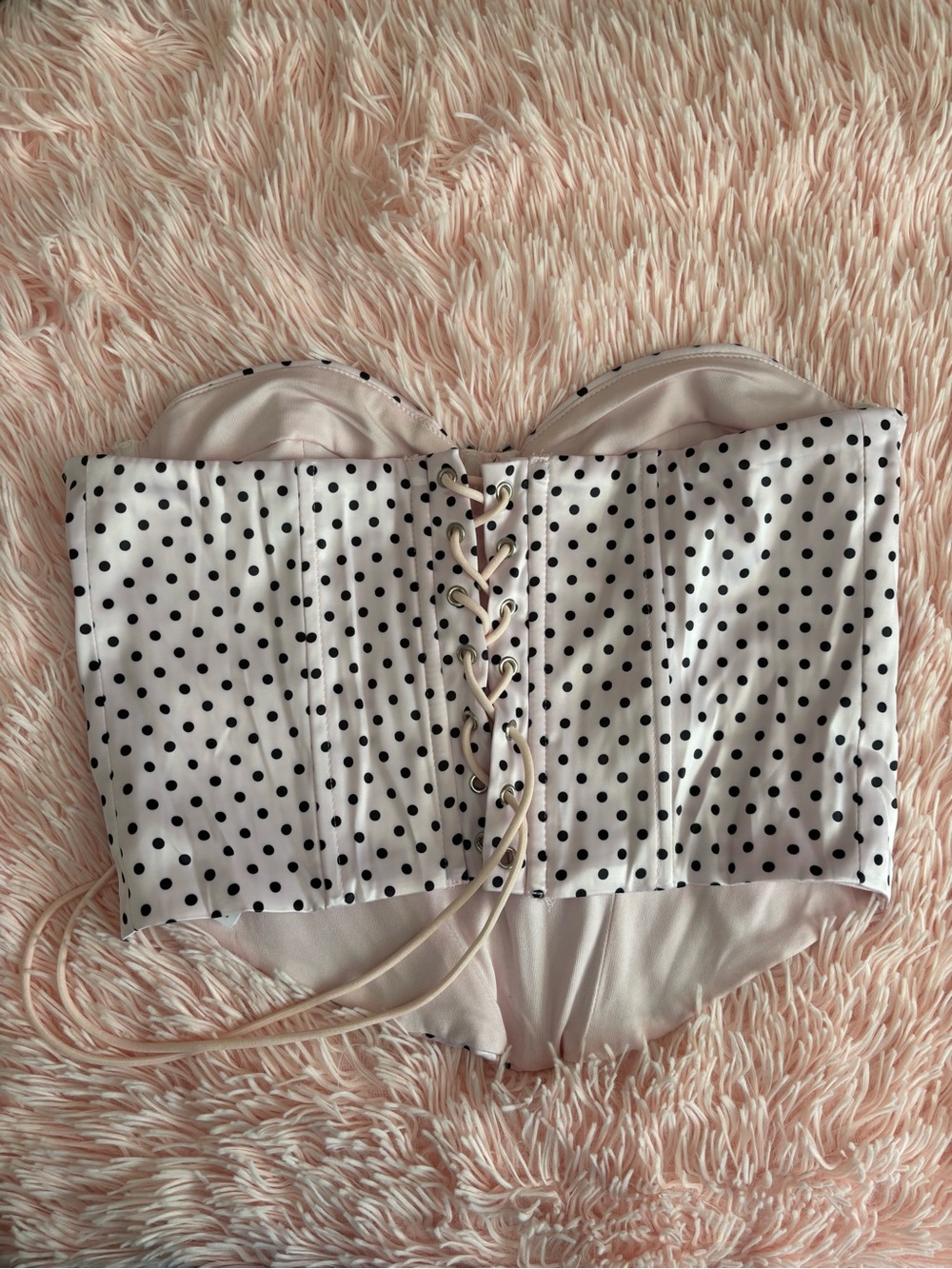 Edikted Pink Polka Dot Strapless Bustier Topš©· - Picture 4 of 4